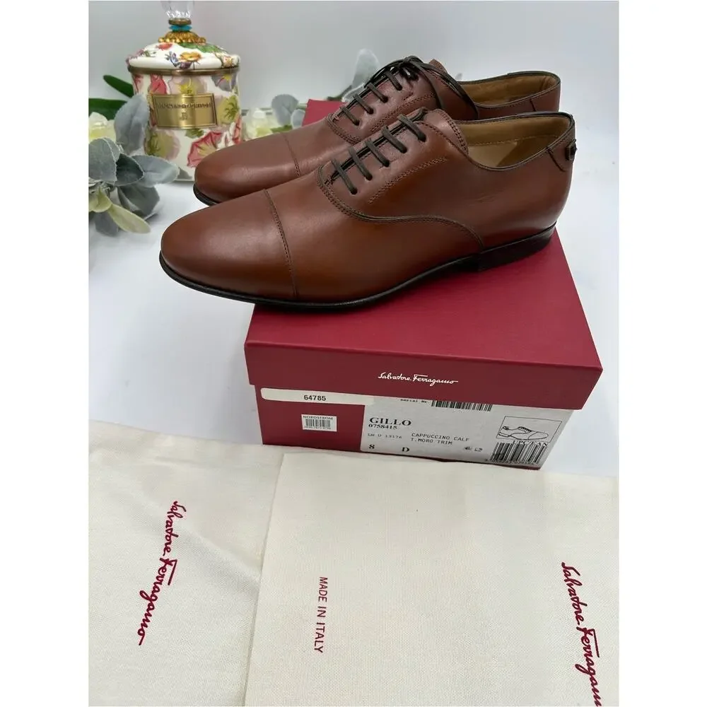 Men's Salvatore Ferragamo GILLO lace up Oxford size 8D made in Italy